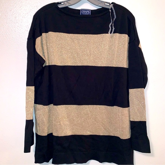 Chaps Medium Stripe Metallic Look Knit Tunic - Picture 1 of 7